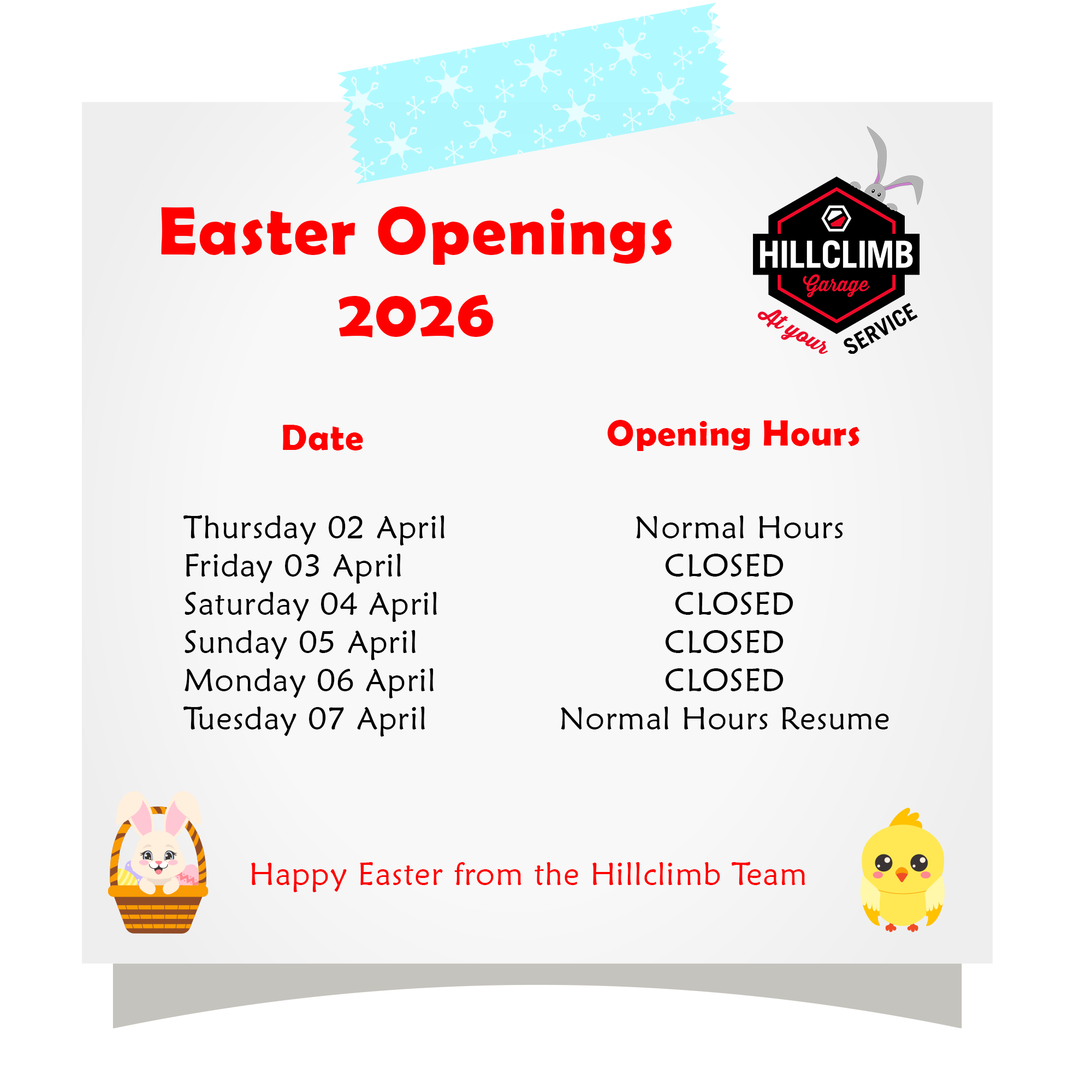 Easter Opening Hours 2026